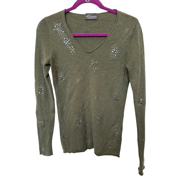 Princess Goes Hollywood Cashmere Blend Sweater V-Neck Green 38 US M - Picture 8 of 8